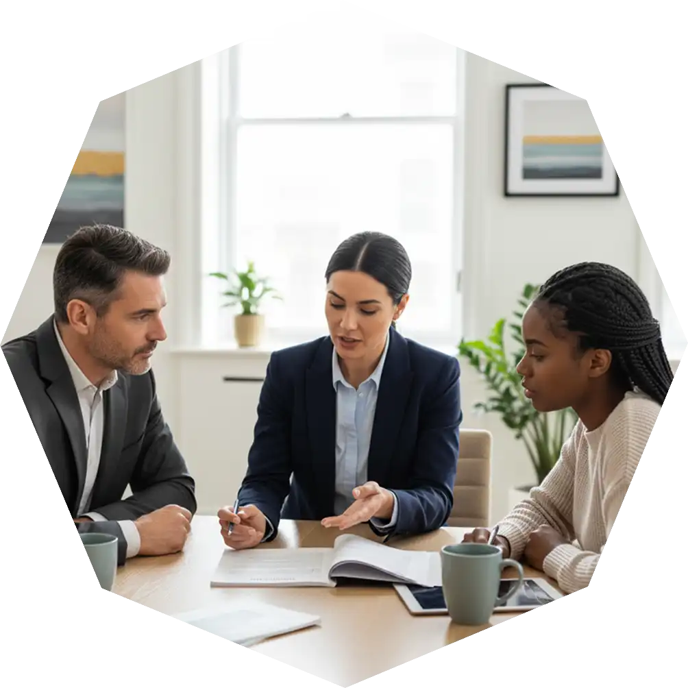 Agency team reviewing a policy with a client